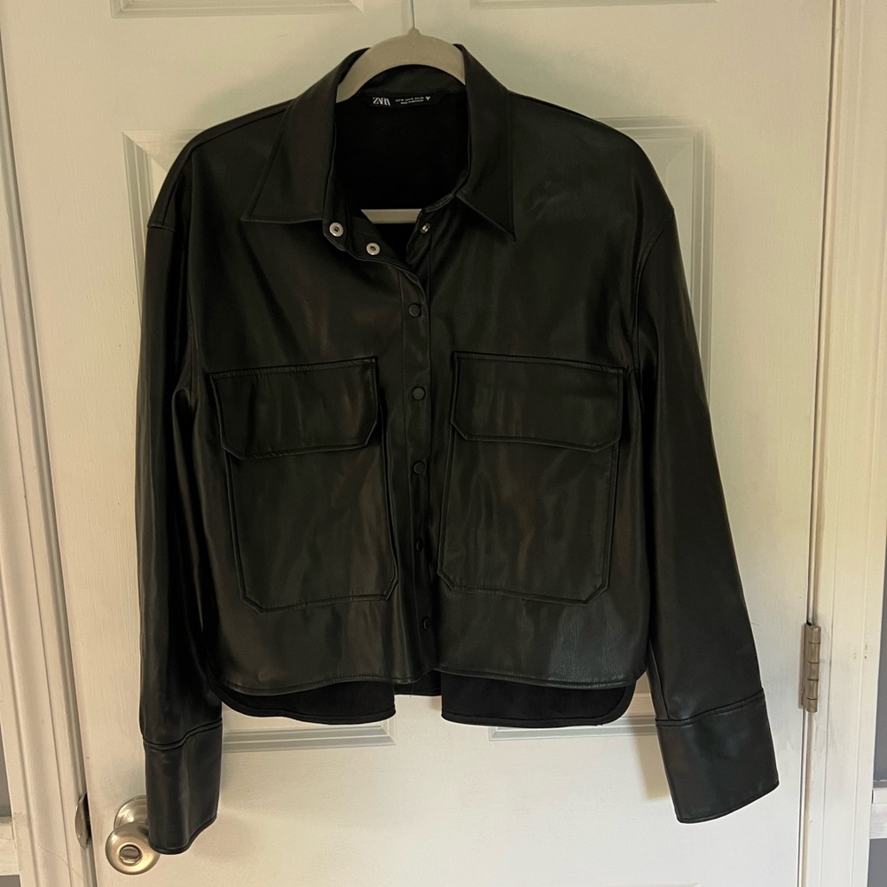 Zara Leather Button Up Jacket - image 1